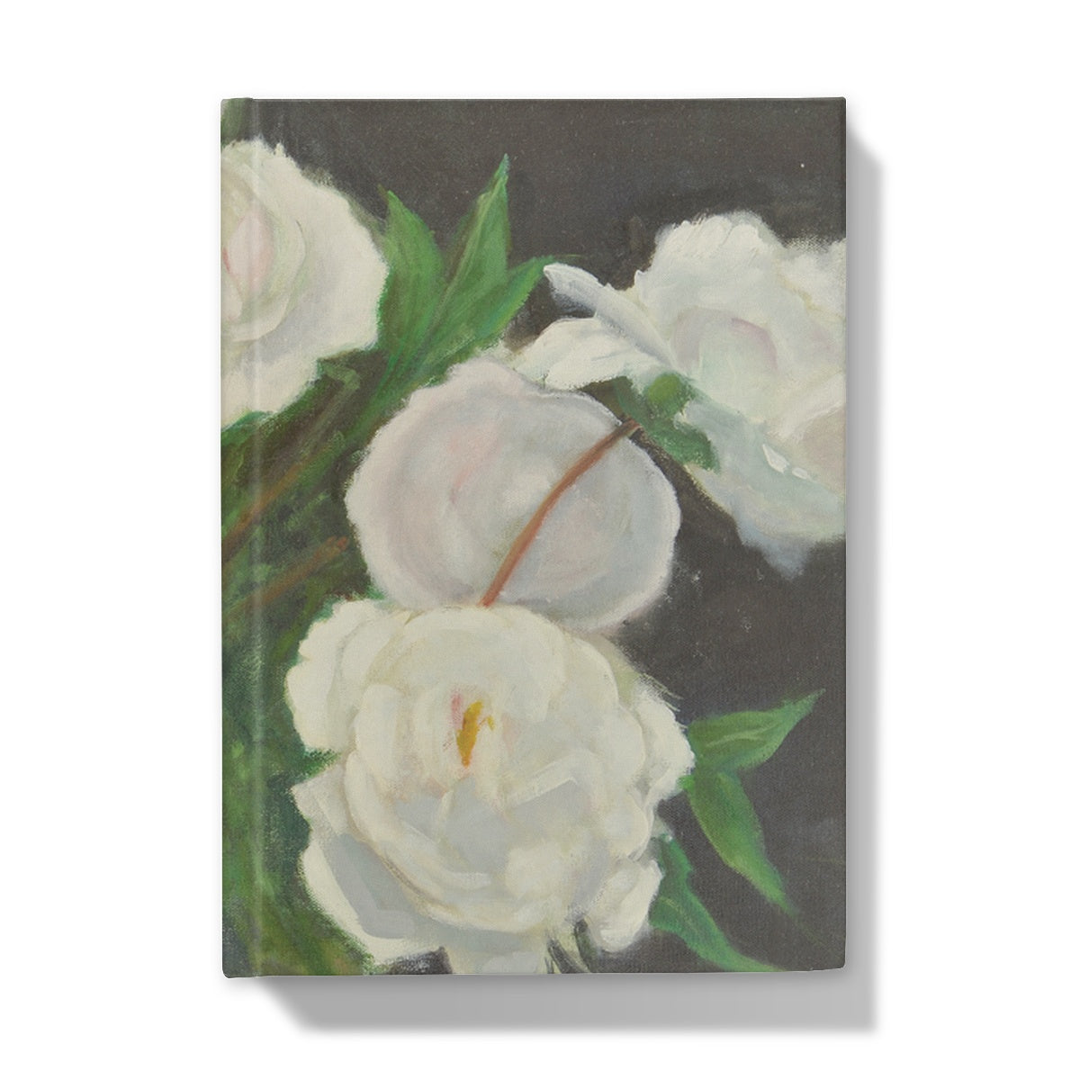 White Peonies in Glass Vase Hardback - Journal