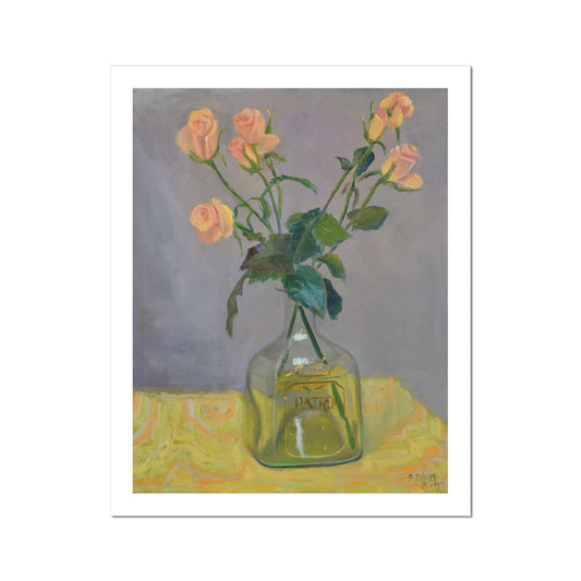 Fine Art Print - Peach Roses in Patron Bottle