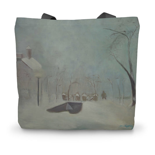 Snowy Day at Churchyard - Canvas Tote Bag