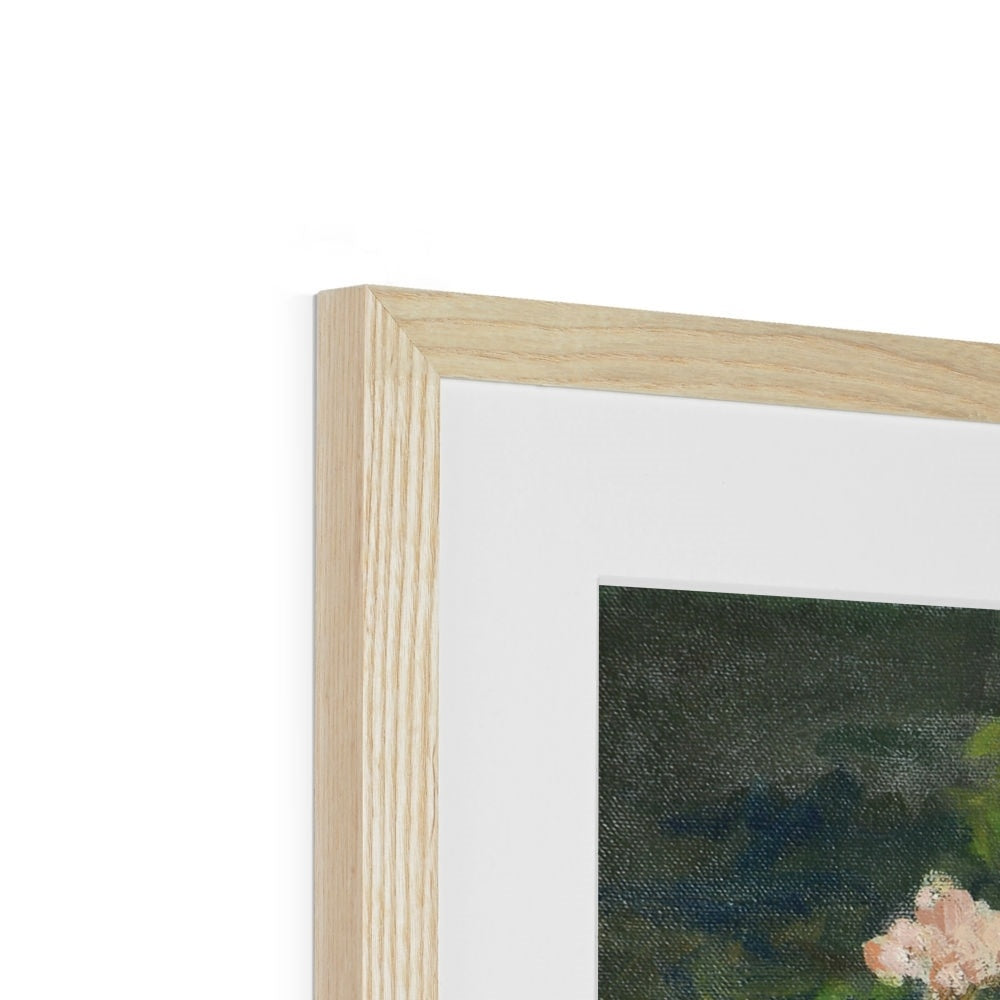 Framed Print - Woman on Lawn with Cherry Blossoms