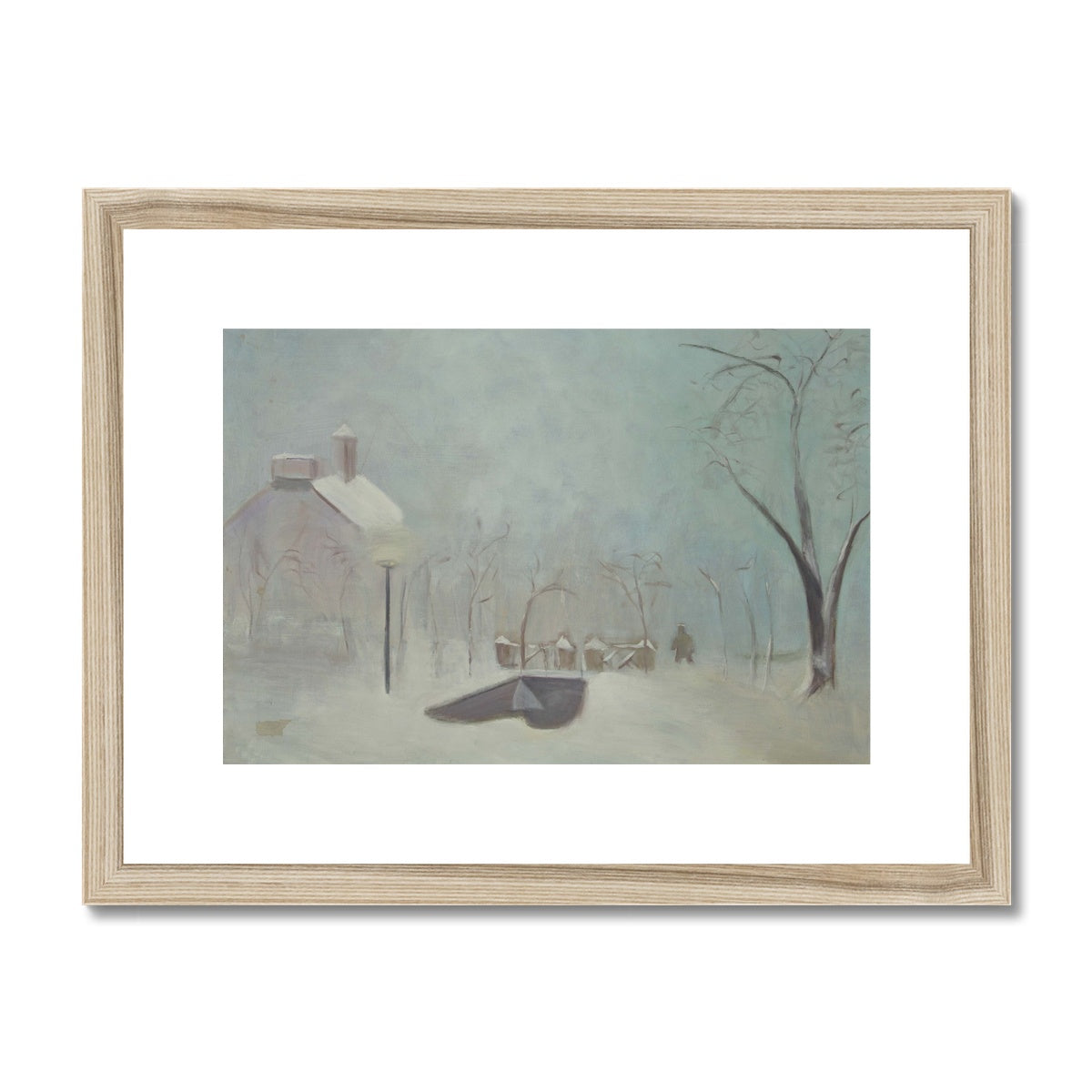 Snowy Day at Churchyard, Framed Art Print