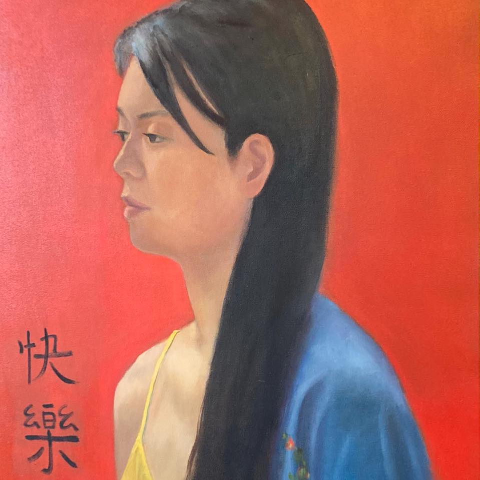 Woman in Silk, Oil Painting