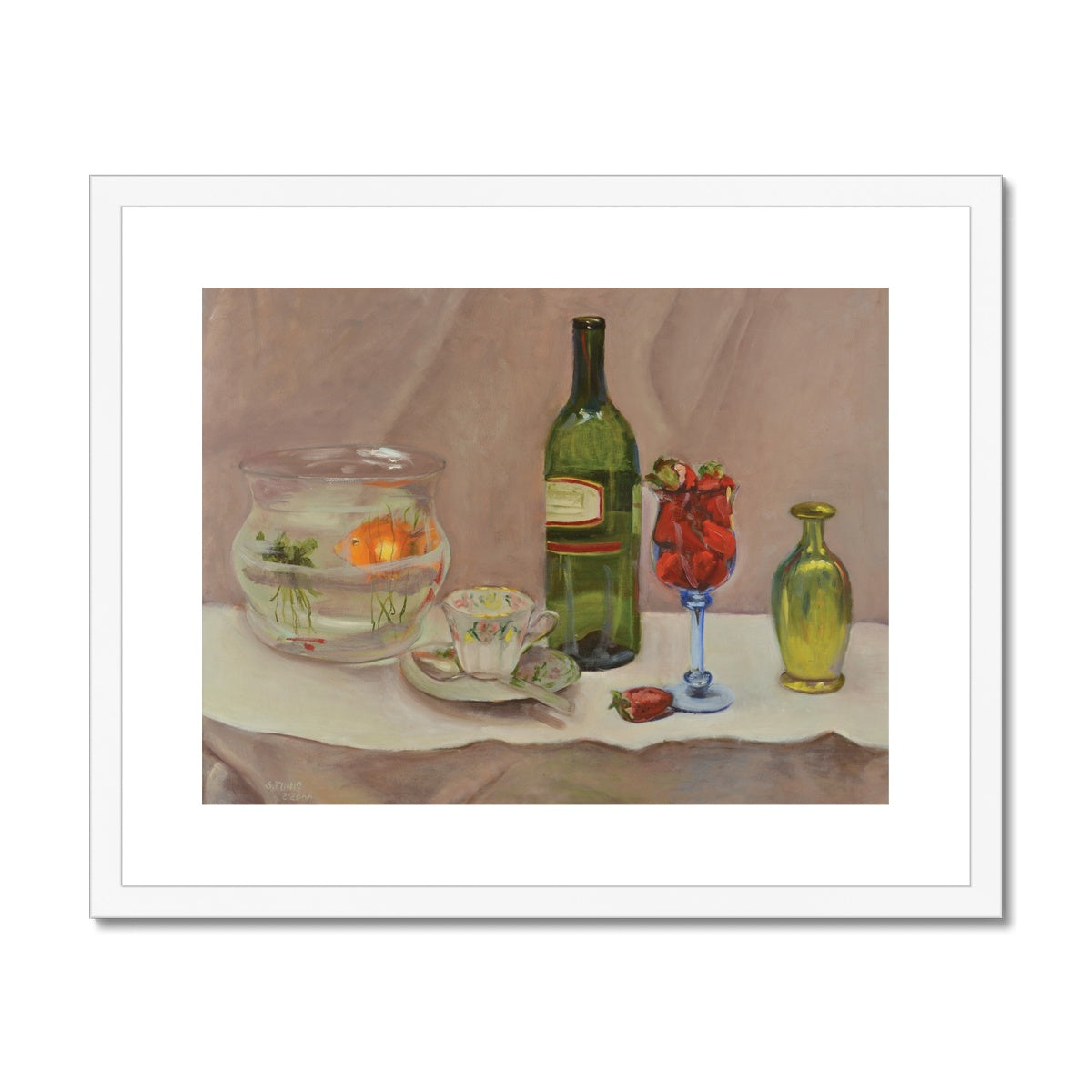 Framed Print - Goldfish Wine and Strawberries