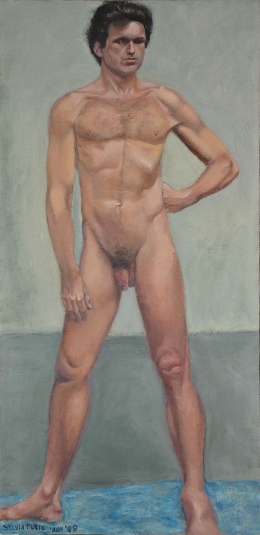 Nude Man Standing, Oil Painting