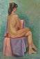 Back of Seated Female Nude, Oil Painting