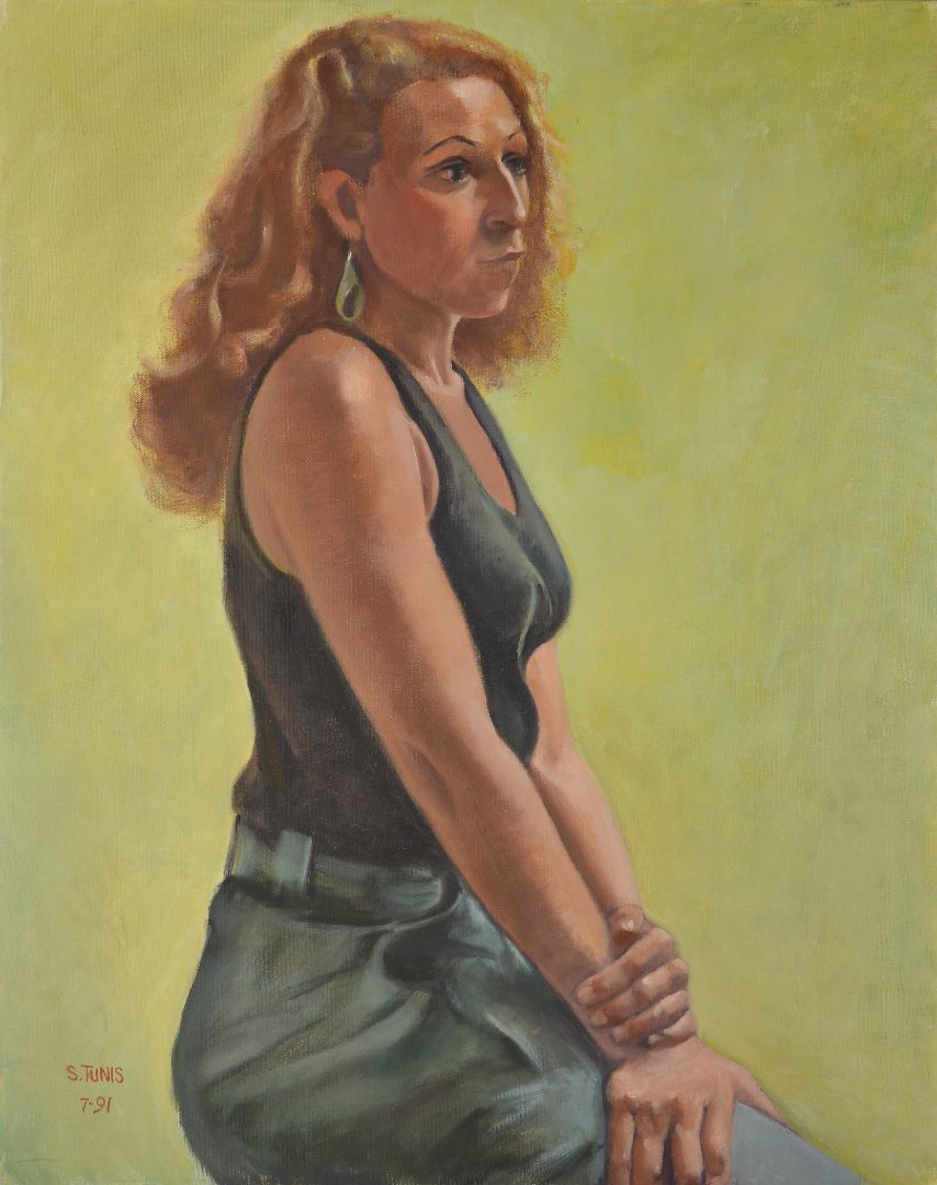 Blond Woman Waiting, Oil Painting