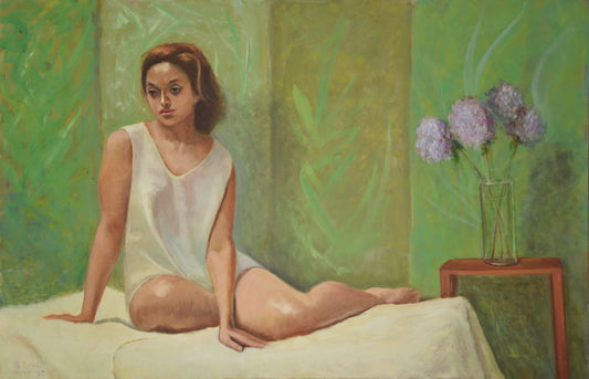 Woman Seated With Lilacs, Oil Painting