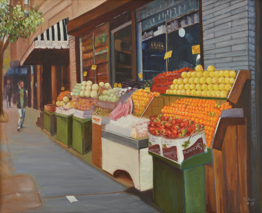 Fruit Stand in Manhattan, Oil Painting