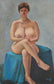 Female Nude Posing, Oil Painting