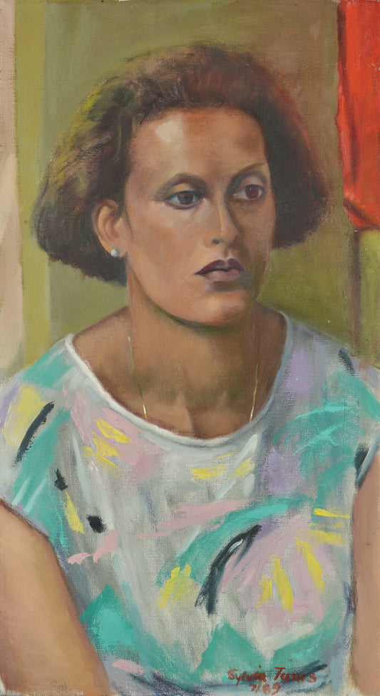 Woman in Print, Oil Painting