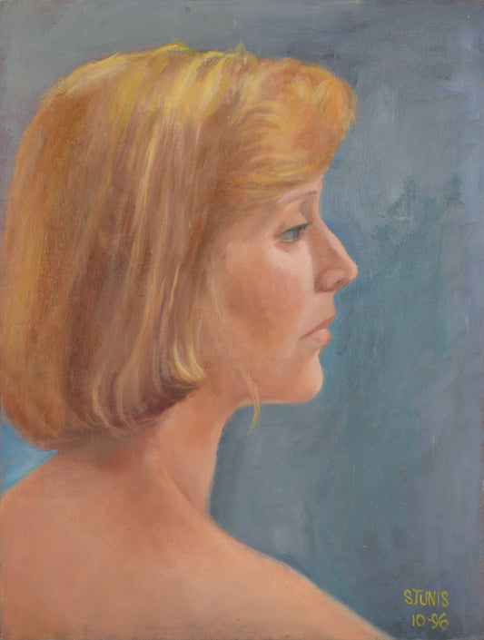 Profile of Blond Woman, Oil Painting