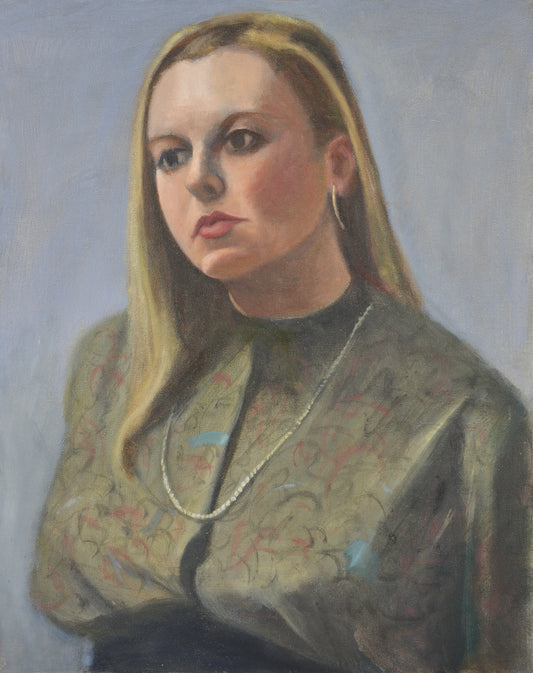 Young Woman in Paisley, Oil Painting