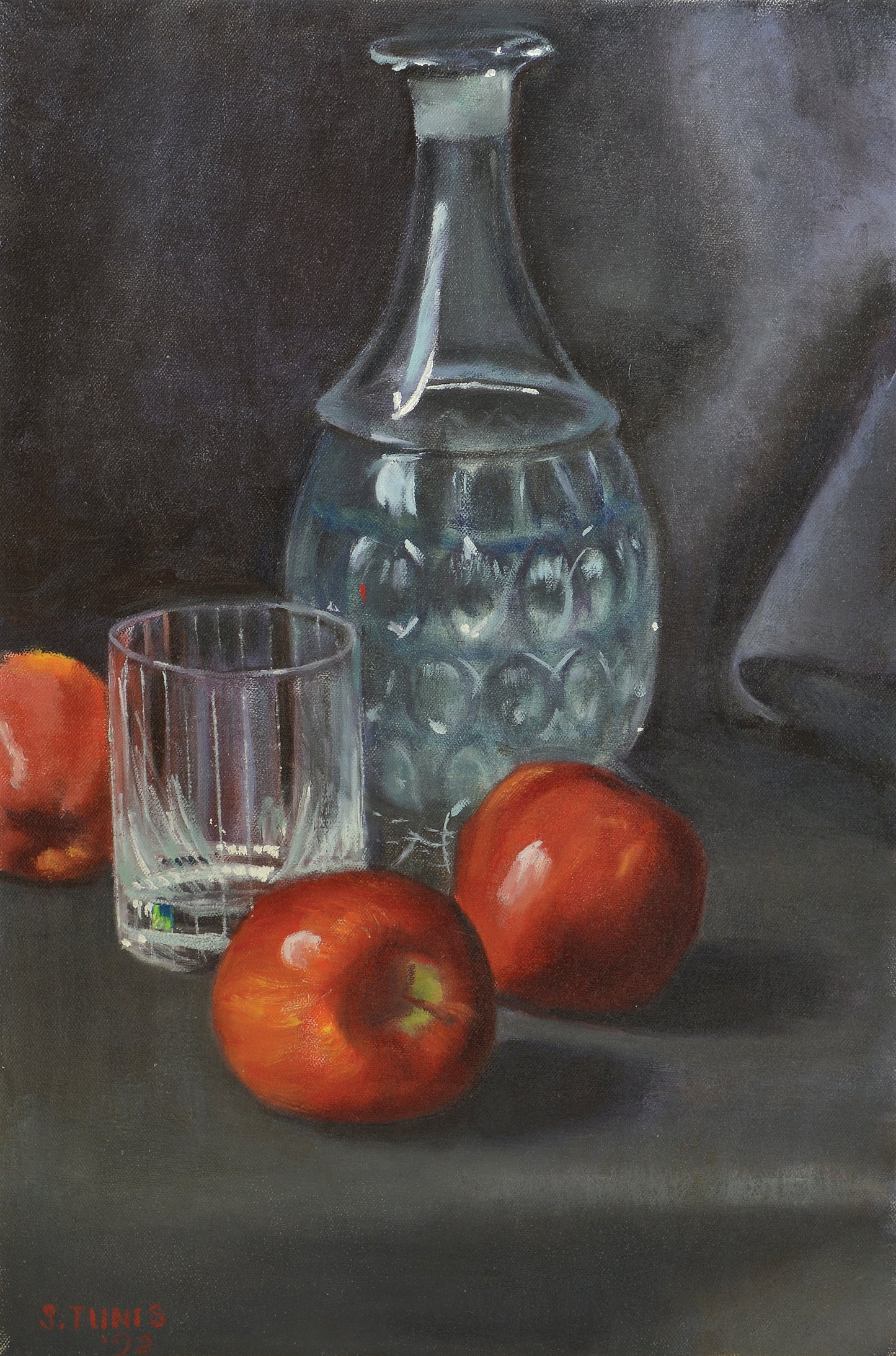 Red Apples and Crystal, Oil Painting