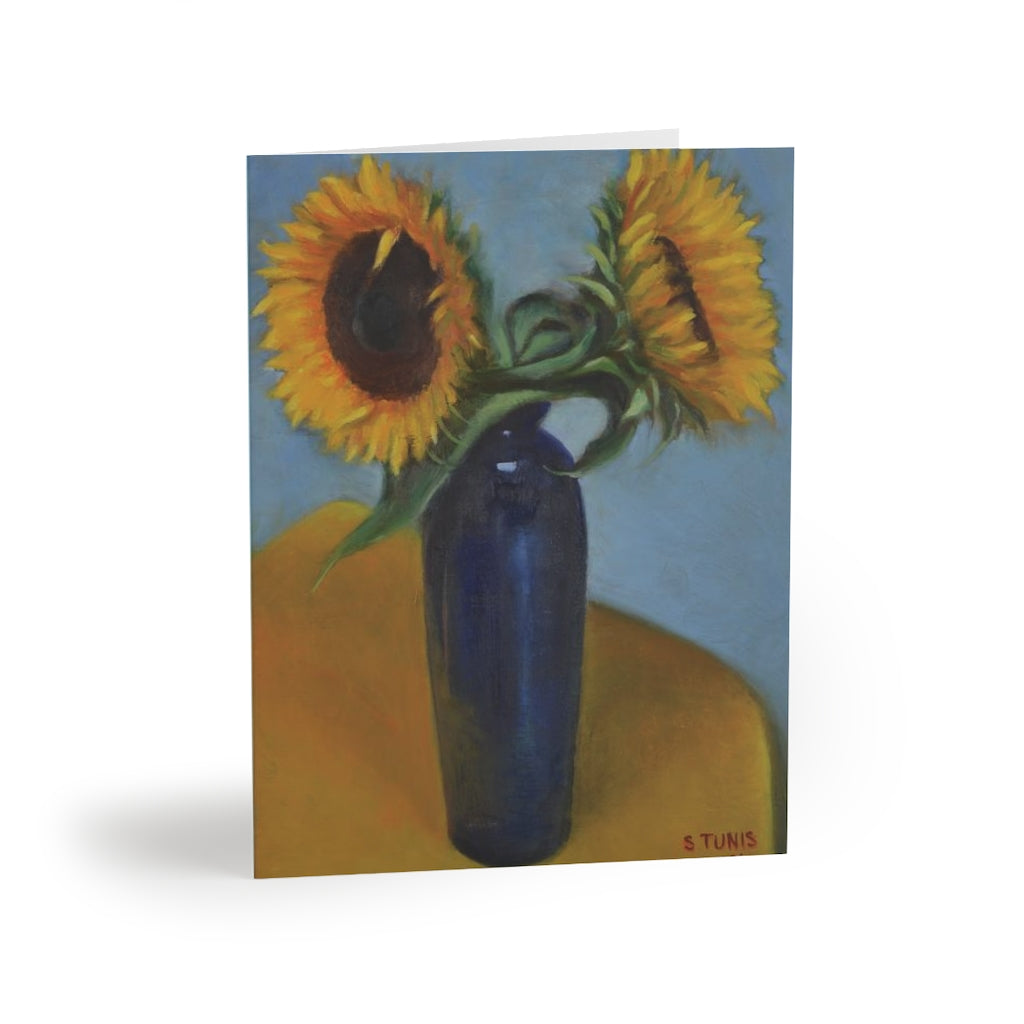 Greeting Cards (8 pcs) - Sunflowers in Blue Vase