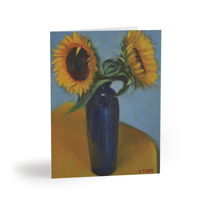 Greeting Cards (8 pcs) - Sunflowers in Blue Vase