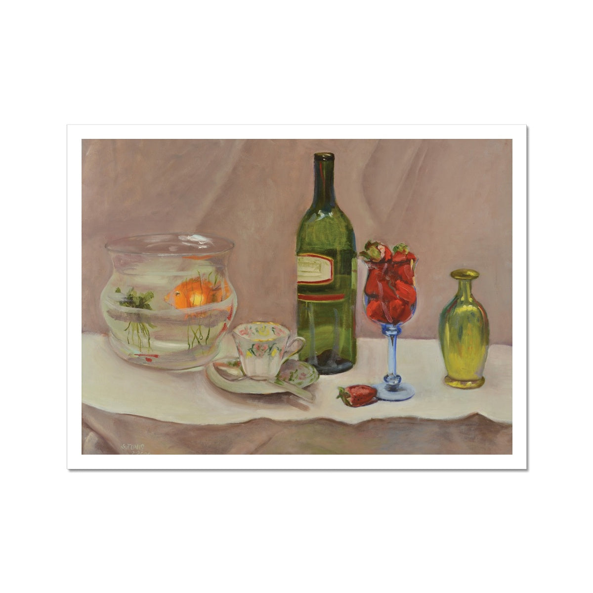 Goldfish Wine and Strawberries - Fine Art Print