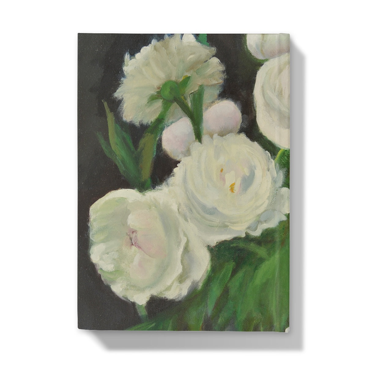 White Peonies in Glass Vase Hardback - Journal