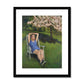 Framed Print - Woman on Lawn with Cherry Blossoms